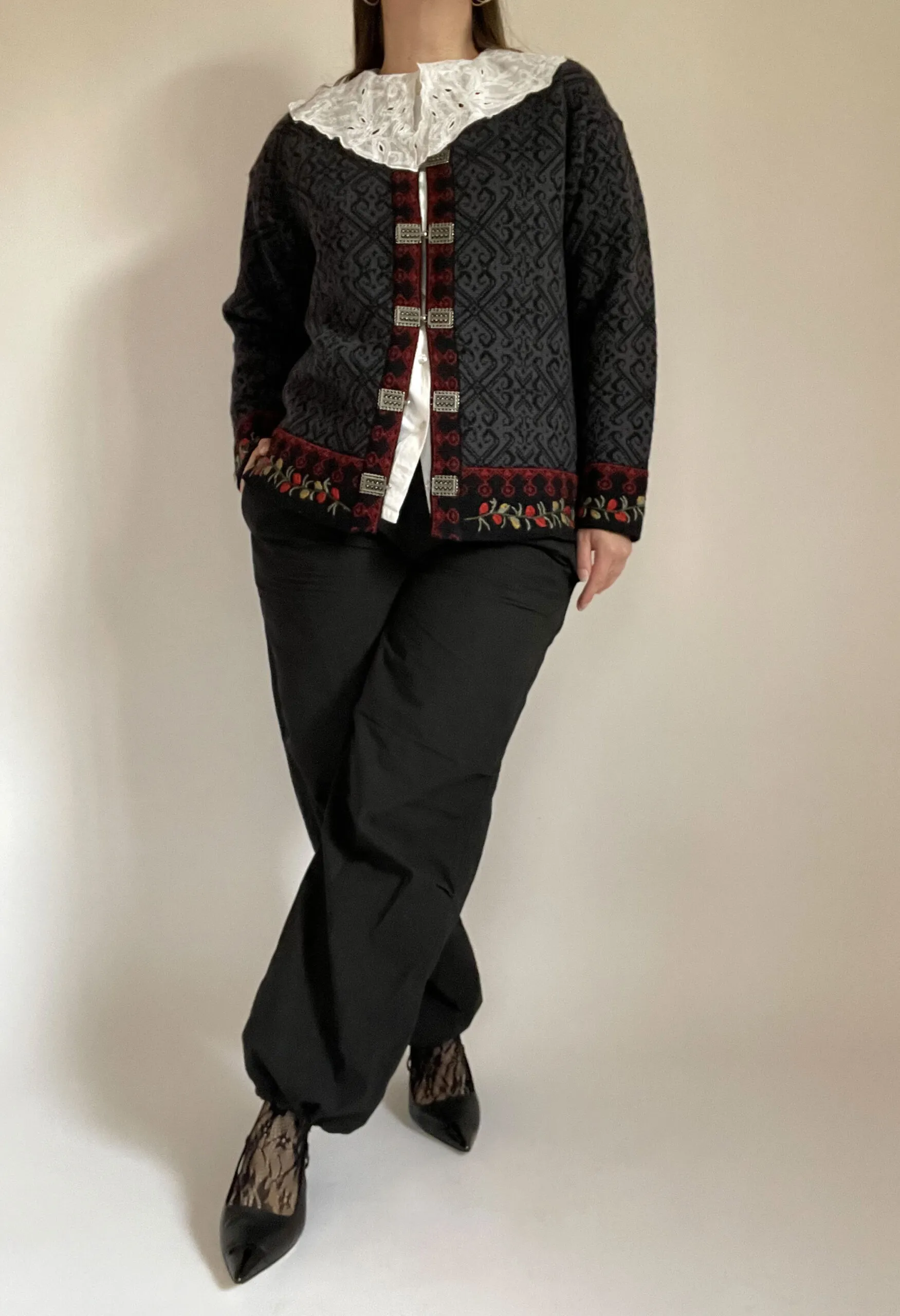 Cardigan vintage norvegese fatto a mano in pura lana