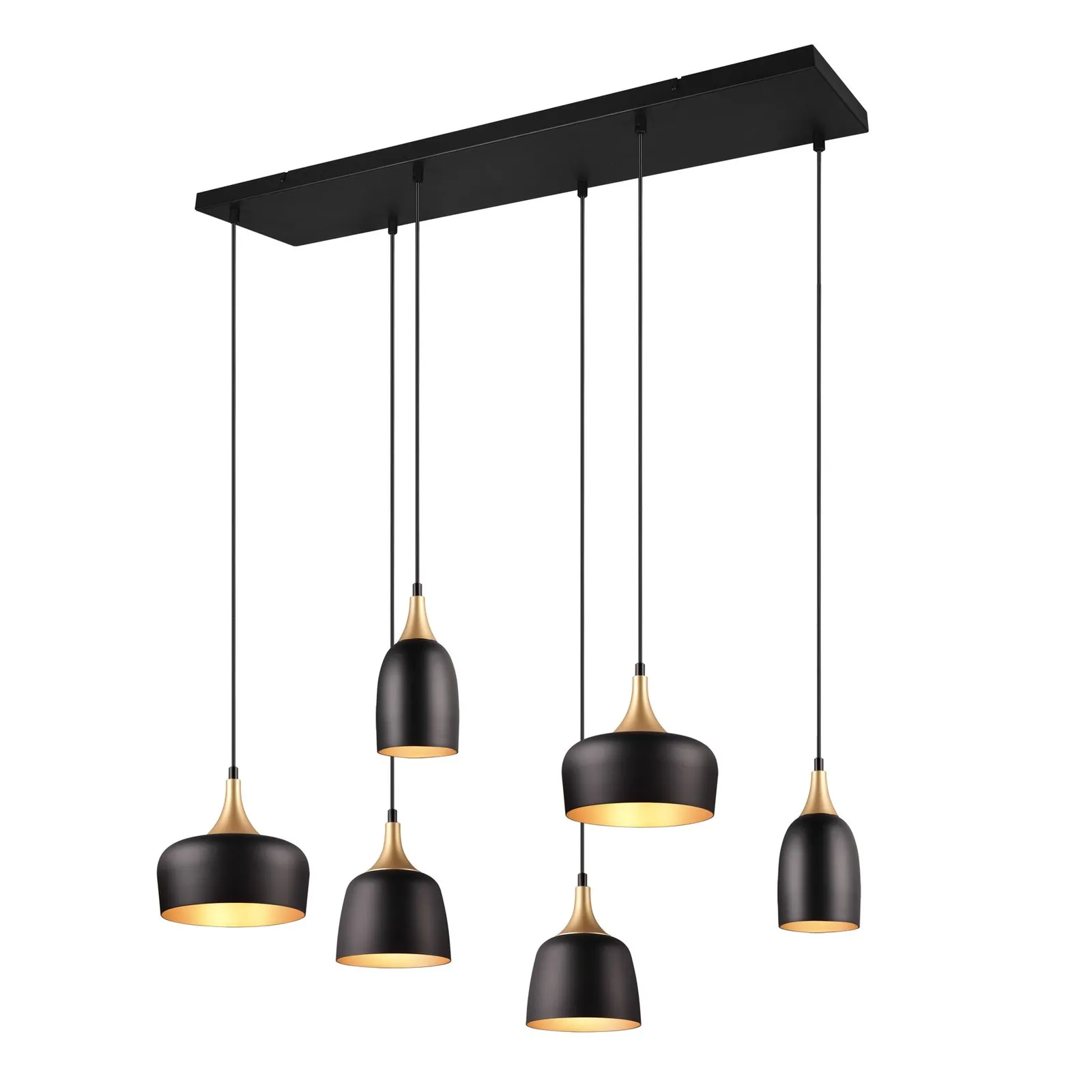 Chiraz lampada a sospensione 6 luci nero/oro