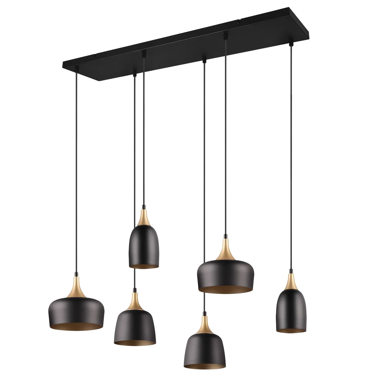 Chiraz lampada a sospensione 6 luci nero/oro