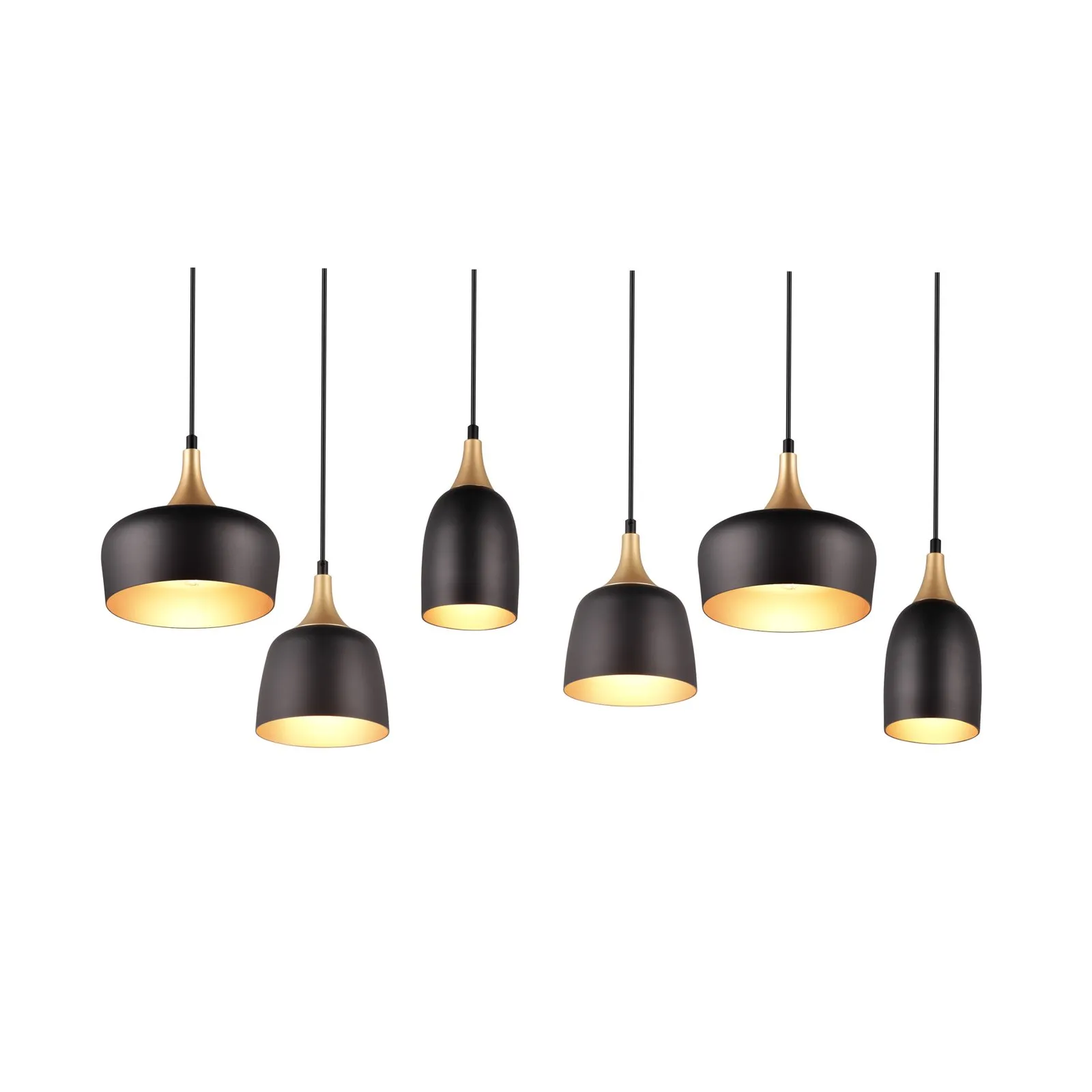 Chiraz lampada a sospensione 6 luci nero/oro