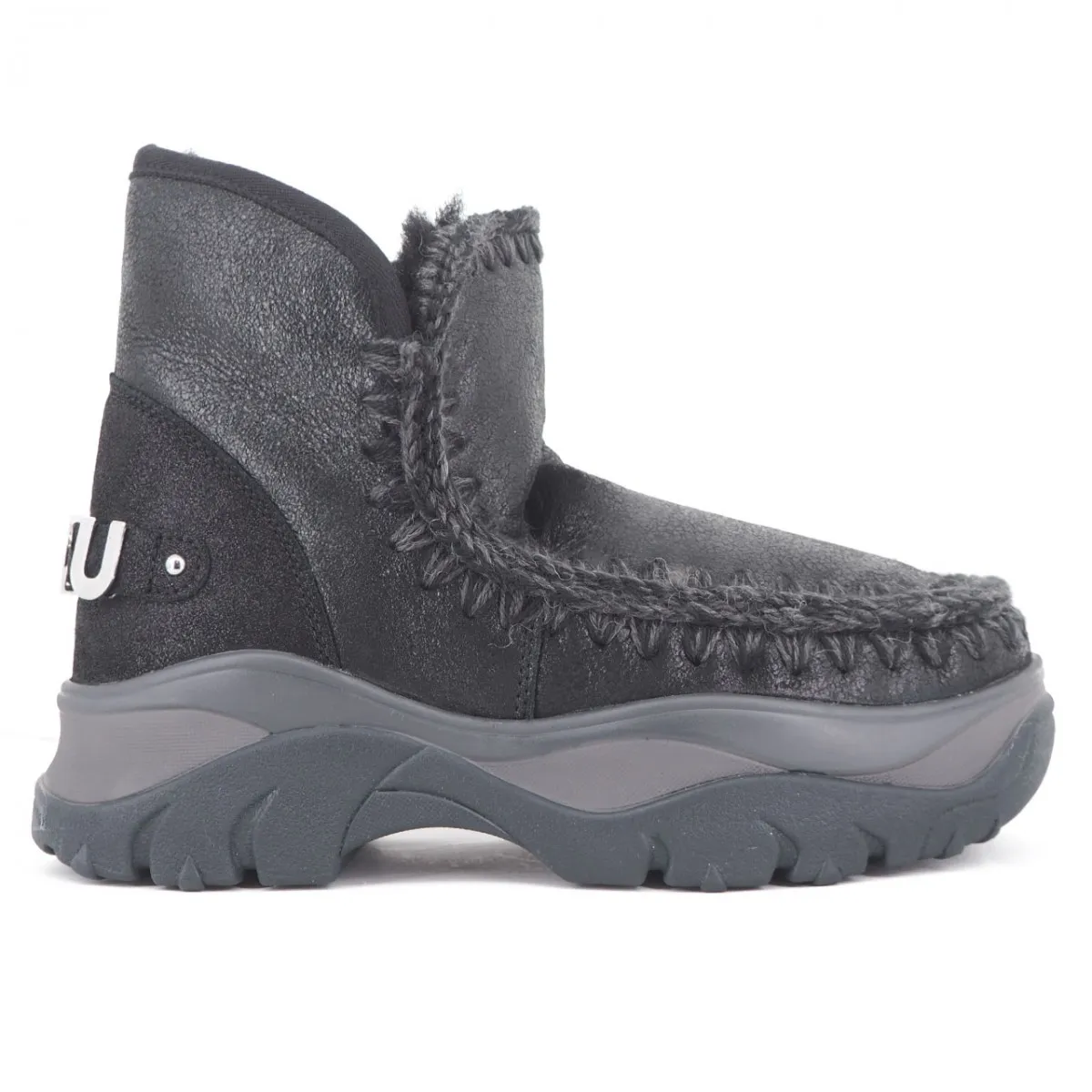 Chunky Eskimo Sneaker Big Logo Cracked Black Grey