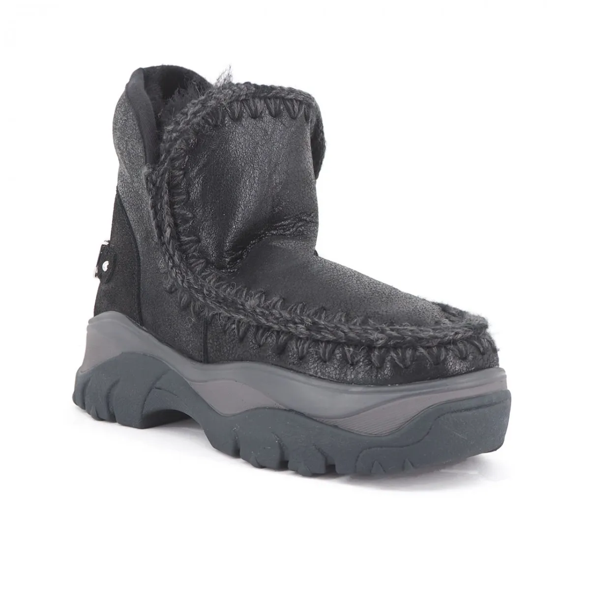 Chunky Eskimo Sneaker Big Logo Cracked Black Grey