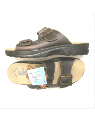 ciabatta confort uomo Fly Flot 62044 ue marrone 2 fibbie anatomico evopel