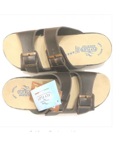 ciabatta confort uomo Fly Flot 62044 ue marrone 2 fibbie anatomico evopel
