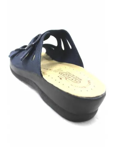 ciabatta fly flot in pelle nabuk 63008 blu