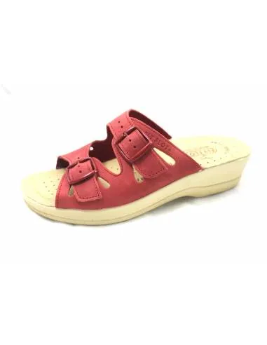 ciabatta fly flot in pelle nabuk 63008 rossa