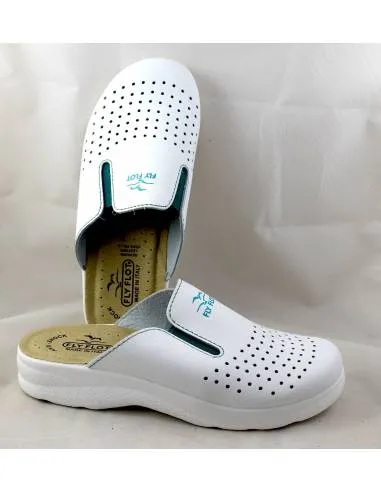 ciabatta fly flot sanitaria in pelle ,elastici verdi