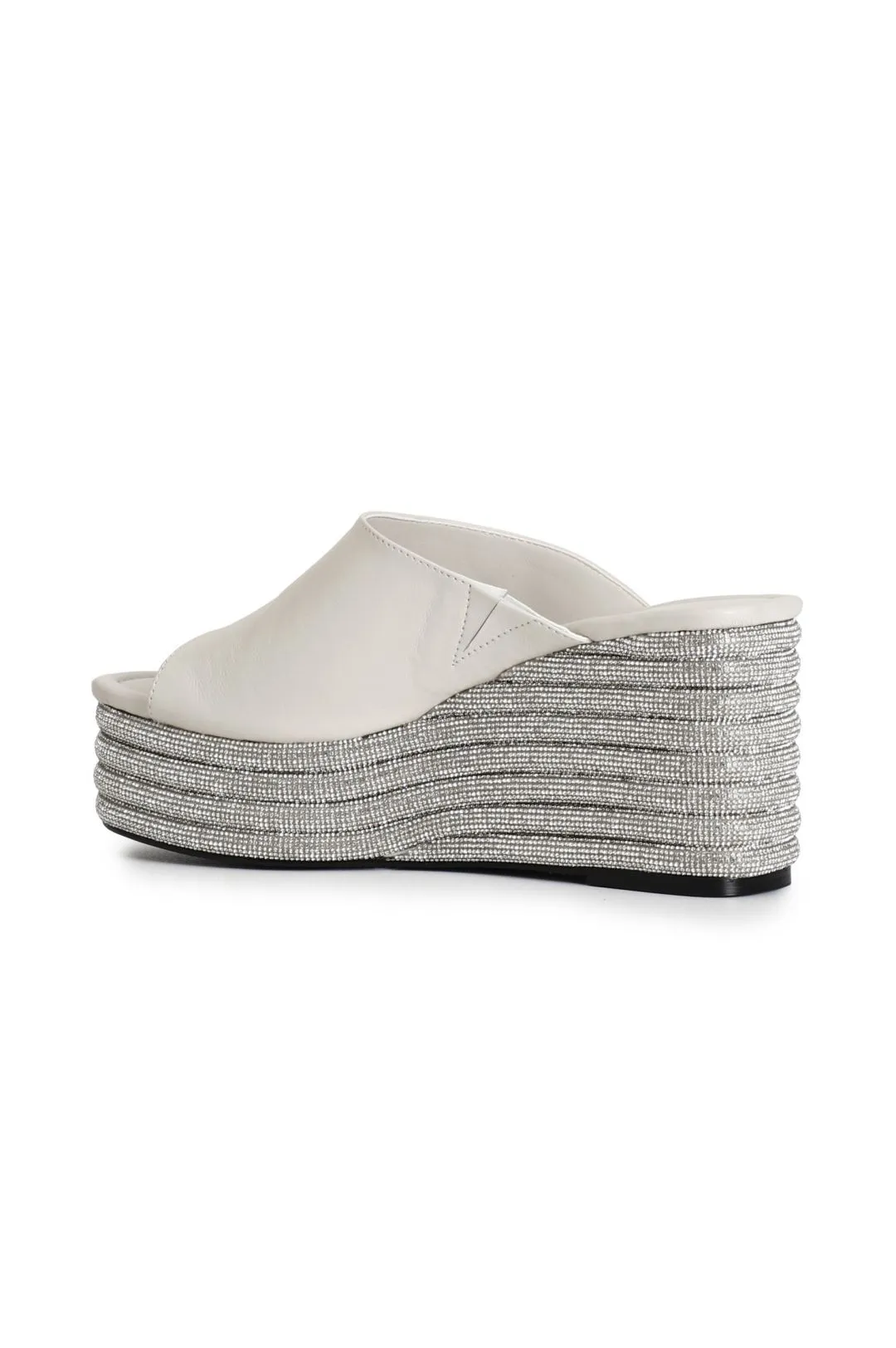 ciabatta in nappa con zeppa strass panna