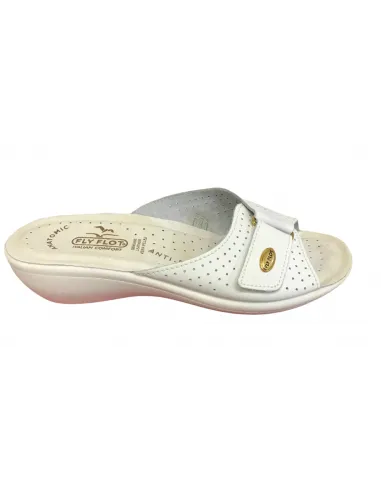 ciabatta sanitaria fly flot in pelle Bianca con strapplantare morbido