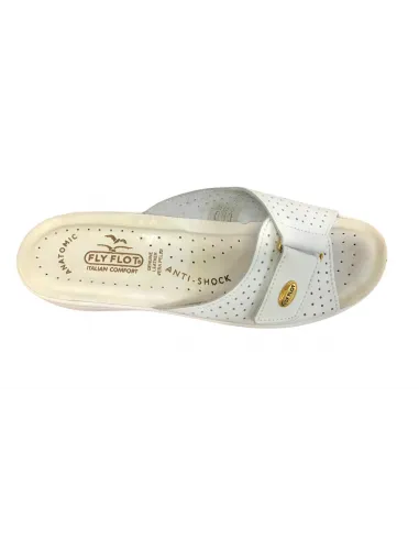 ciabatta sanitaria fly flot in pelle Bianca con strapplantare morbido