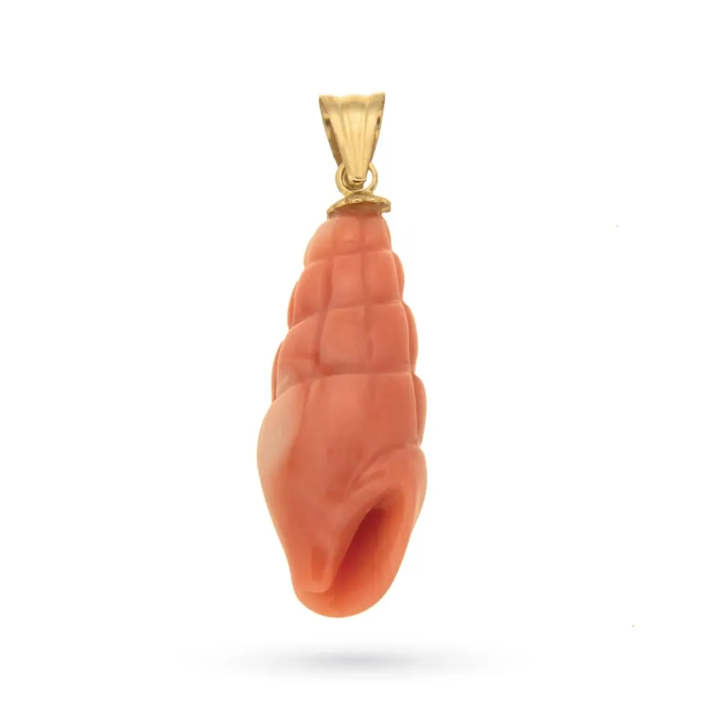 Ciondolo conchiglia in corallo e oro giallo 18kt