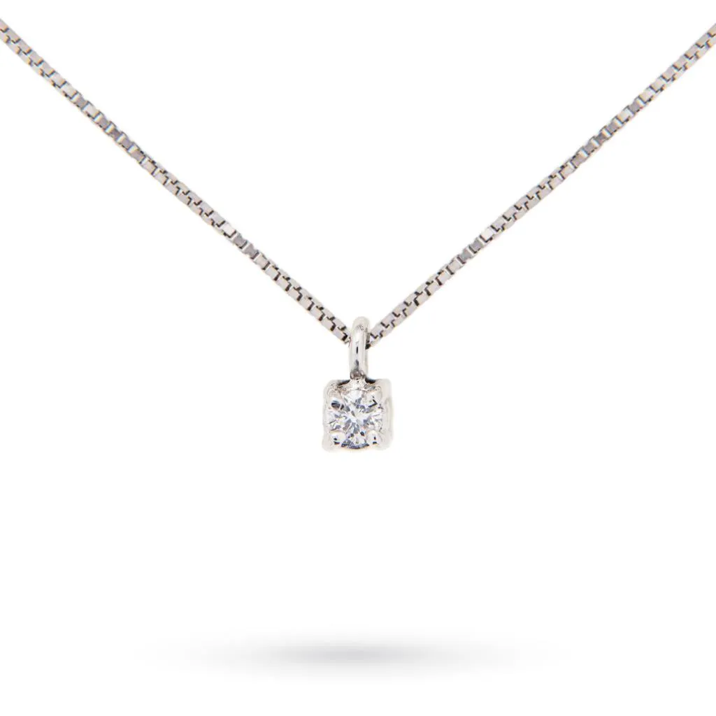Collana punto luce oro bianco diamante 0,03ct Luigi Quaglia