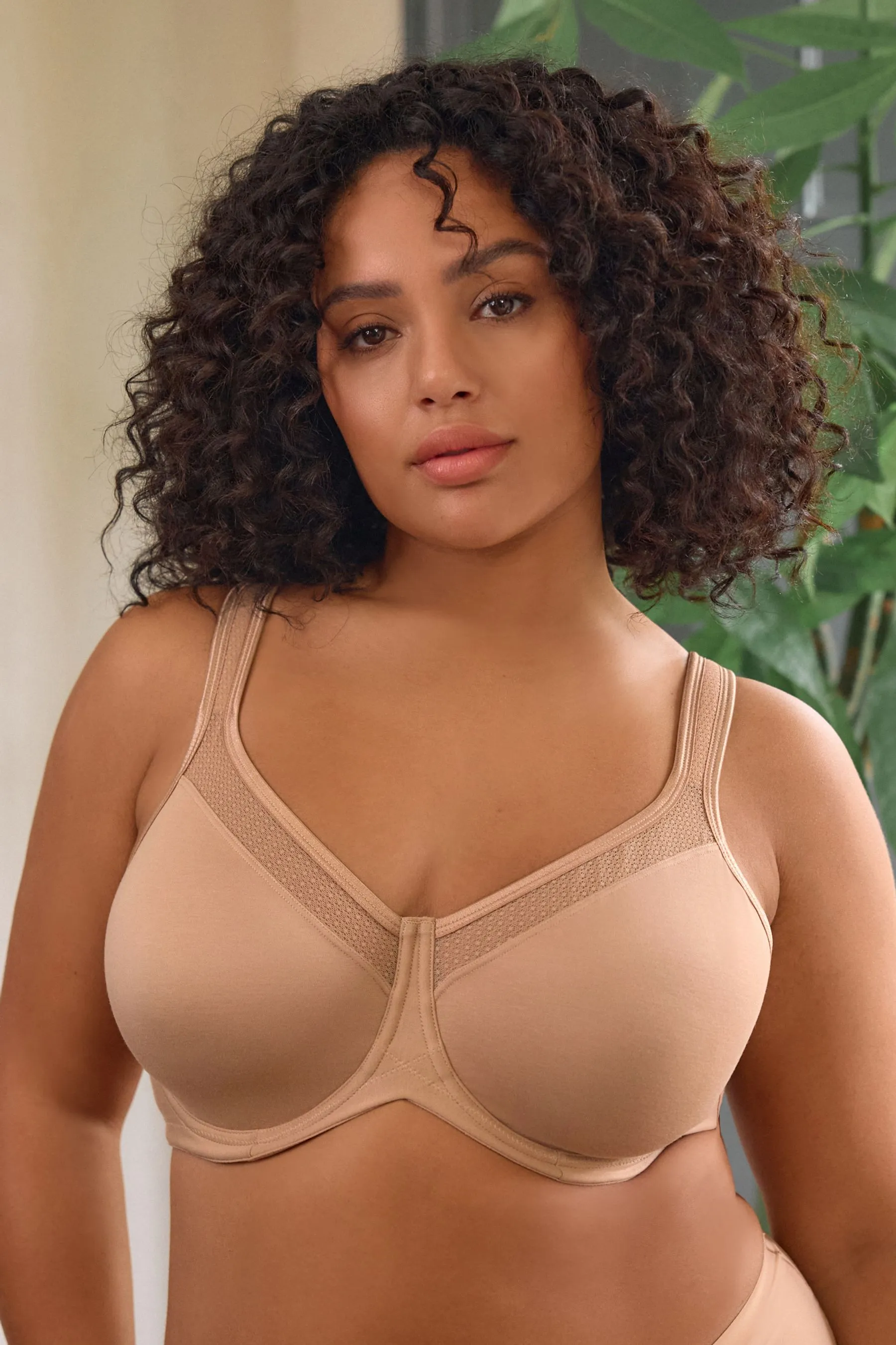 Color carne  - F-K - Reggiseno contenitivo in cotone imbottito con spalline