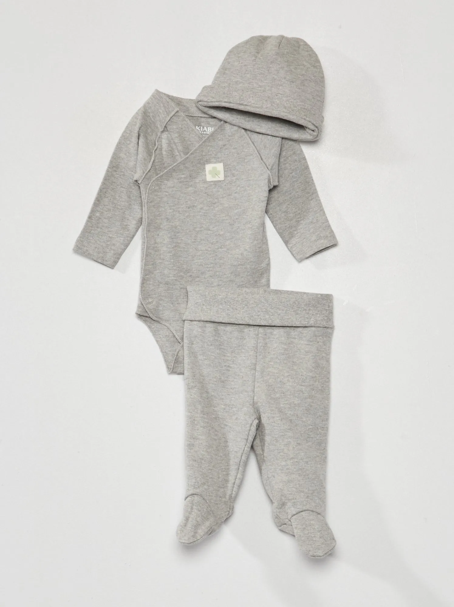 Completo body + leggings + cuffietta 3 pezzi - GRIGIO