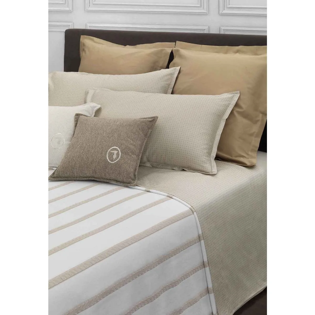 Completo Lenzuola Trussardi Micro Circles Matrimoniale Raso di Cotone