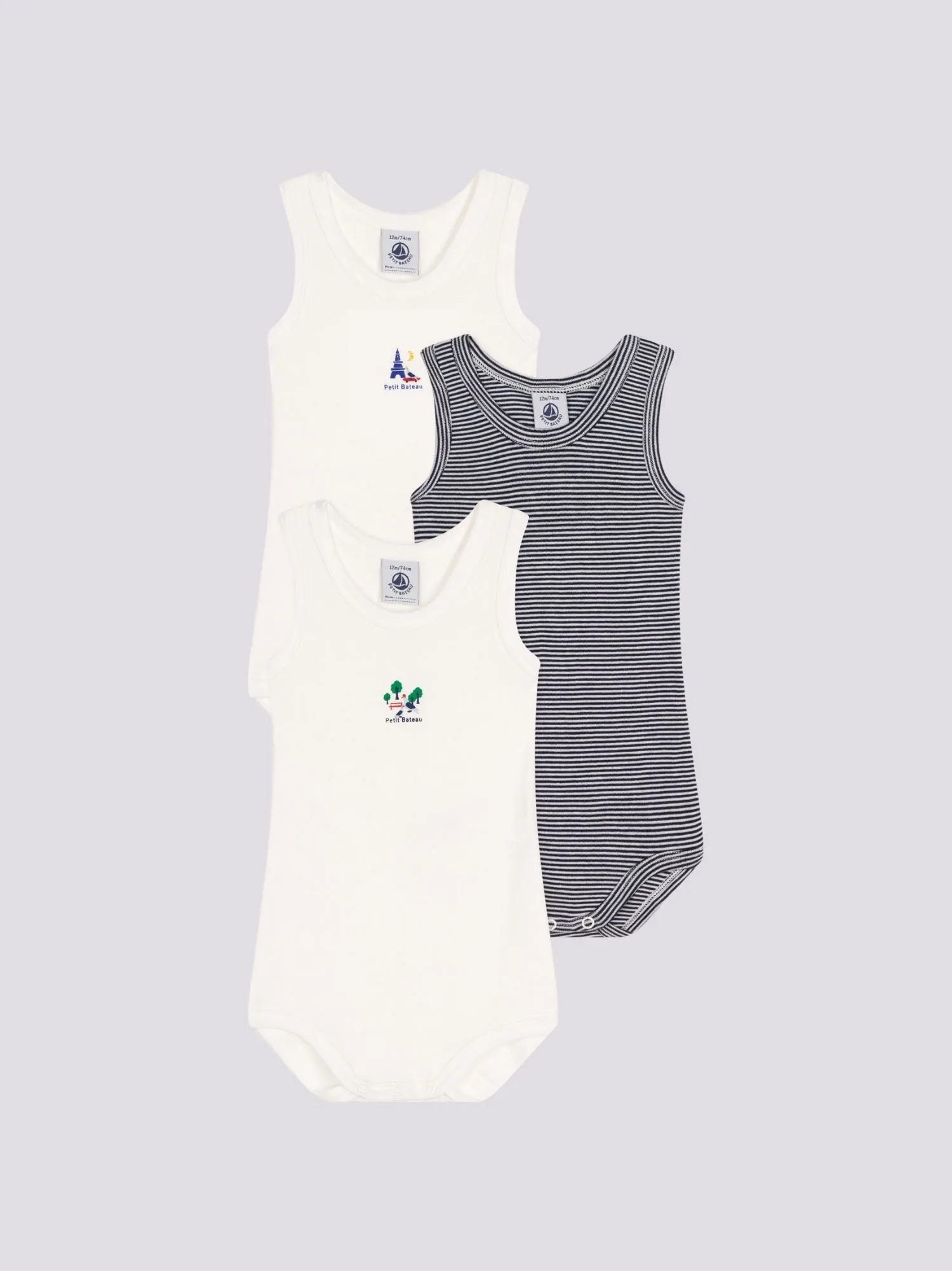 CONFEZIONE DA 3 BODY SENZA MANICHE BEB IN COTONE