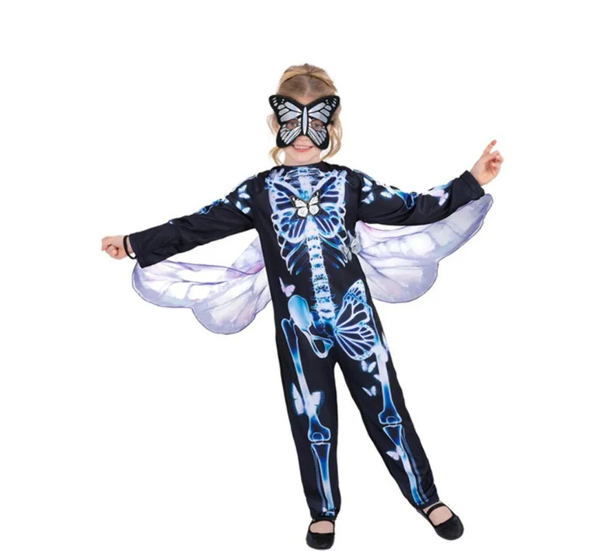 Costume da scheletro di farfalla con maschera per ragazza