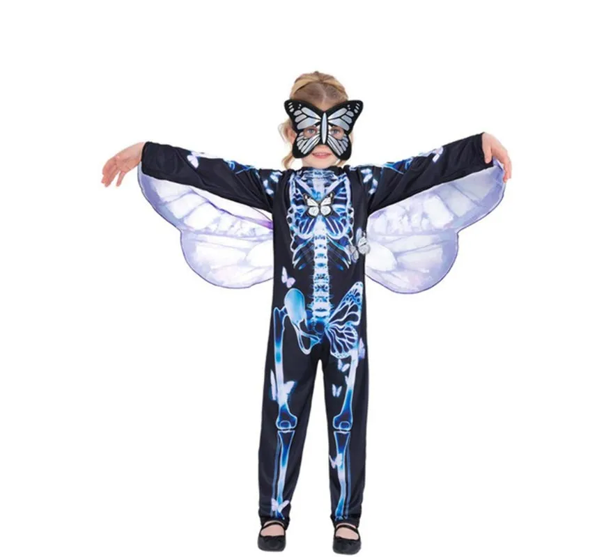 Costume da scheletro di farfalla con maschera per ragazza