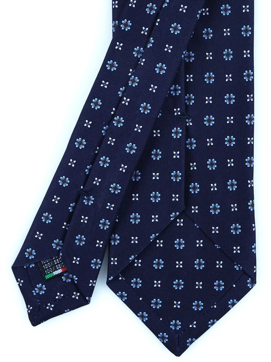 Cravatta sartoriale 3 pieghe MANUELA in pura seta inglese Blu scuro 