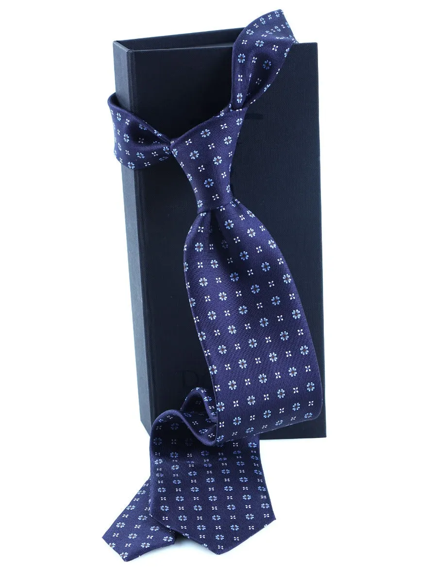 Cravatta sartoriale 3 pieghe MANUELA in pura seta inglese Blu scuro 
