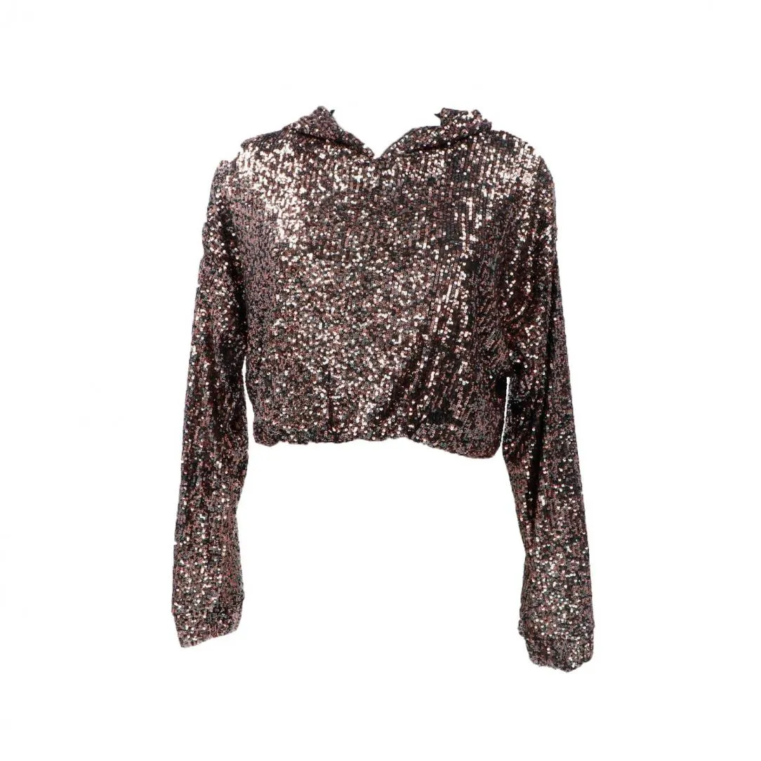 Crop top paillettes 91029 Nero paillettes multicolor