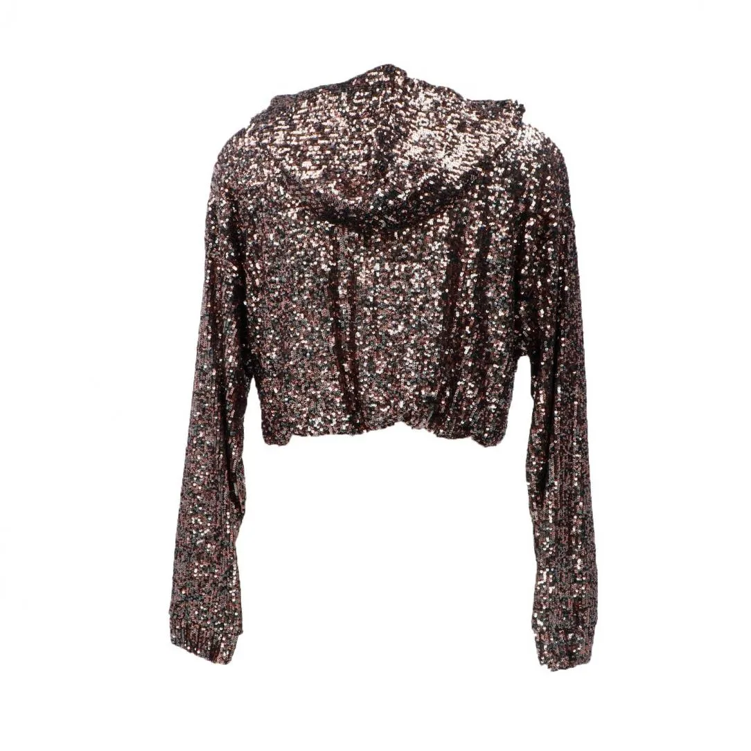 Crop top paillettes 91029 Nero paillettes multicolor