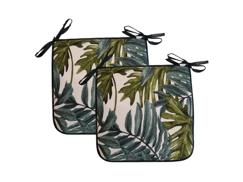 Cuscini per sedia Foglia verde 2 pz 40x40 cm