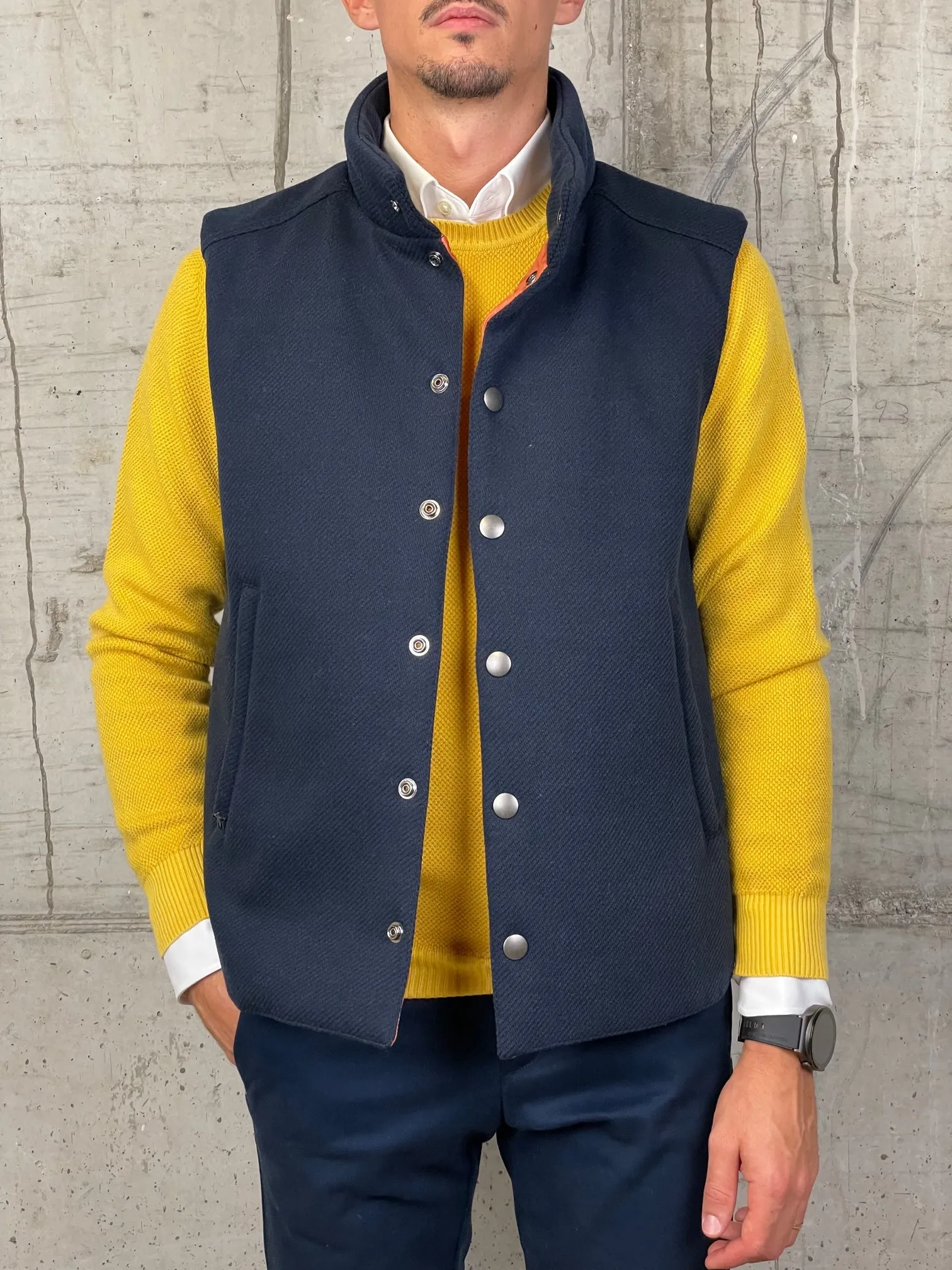 Daniele Alessandrini Gilet Imbottito Effetto Lana Blu