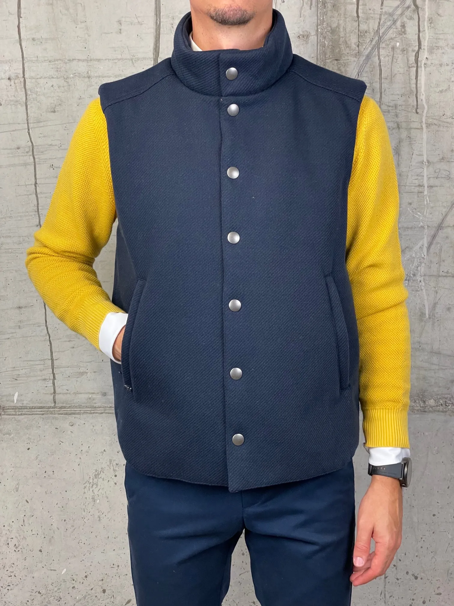 Daniele Alessandrini Gilet Imbottito Effetto Lana Blu