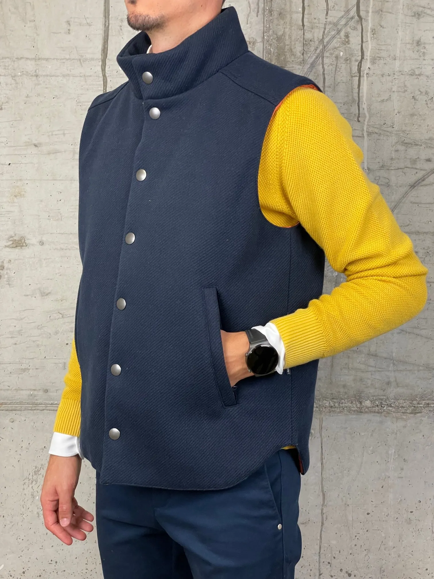 Daniele Alessandrini Gilet Imbottito Effetto Lana Blu