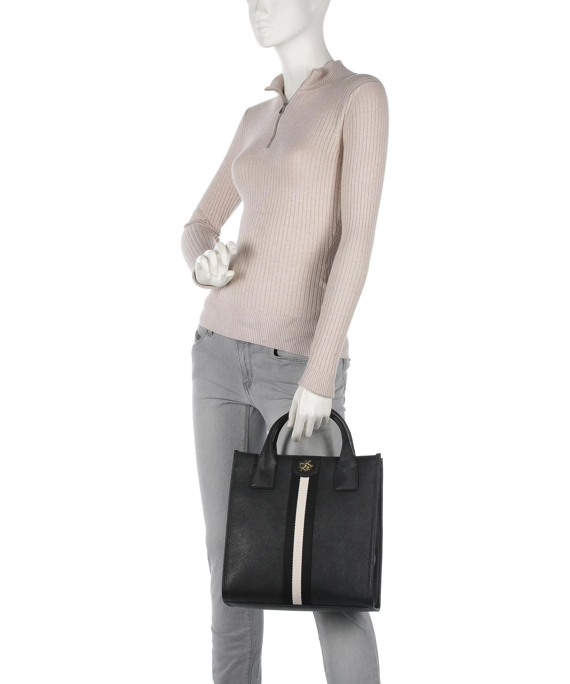  DKNY Carol Borsa a mano pelle di vacchetta saffiano nero  