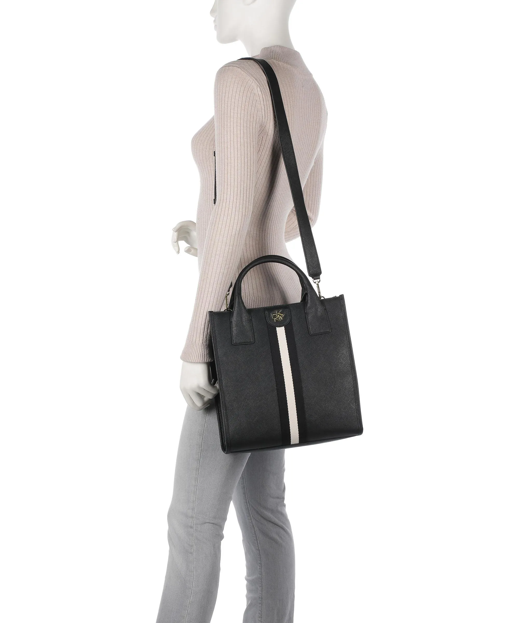  DKNY Carol Borsa a mano pelle di vacchetta saffiano nero  