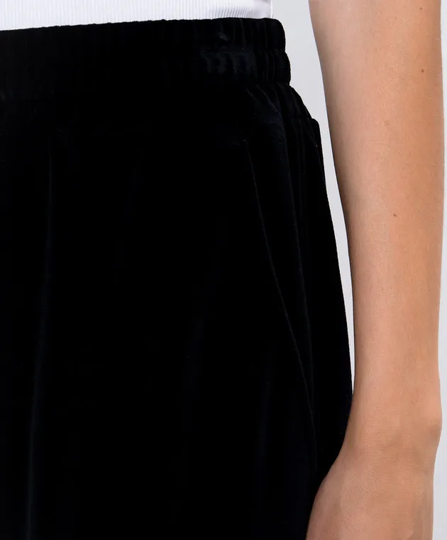 Dolce&Gabbana Pantaloni della tuta in velluto nero con ricamo logo FTC7VZGDCNX
