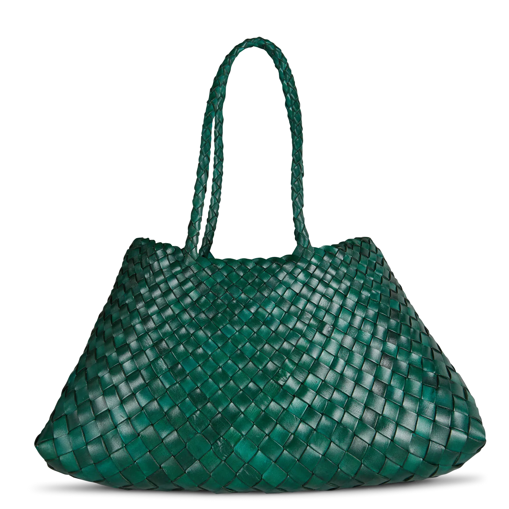  DRAGON DIFFUSION   SANTA CROCE BIG - Borsa intessuta in pelle | Verde