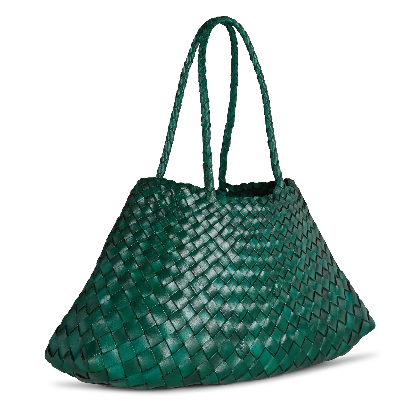  DRAGON DIFFUSION   SANTA CROCE BIG - Borsa intessuta in pelle | Verde