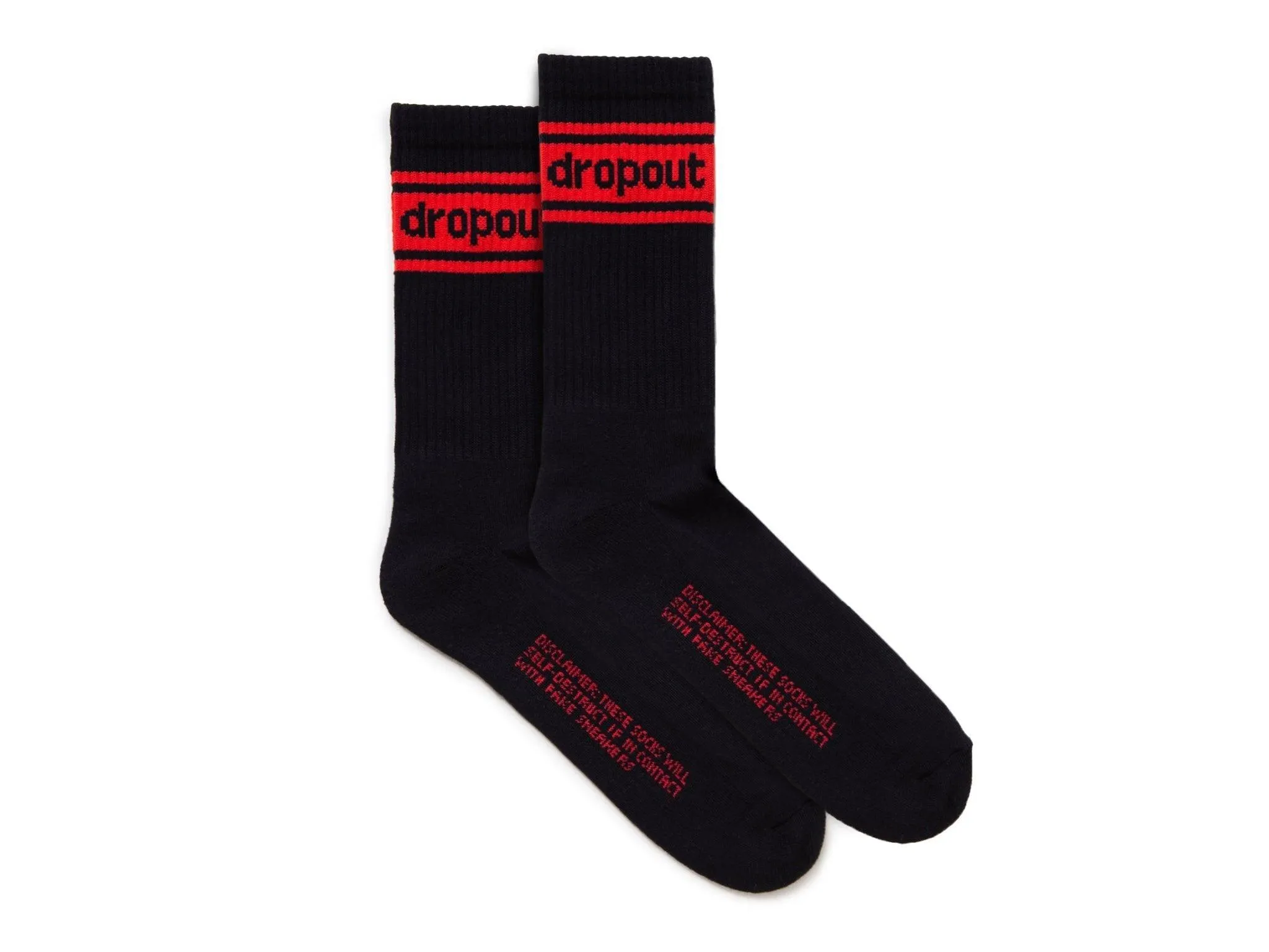 dropout Socks Stripe Logo Black Red