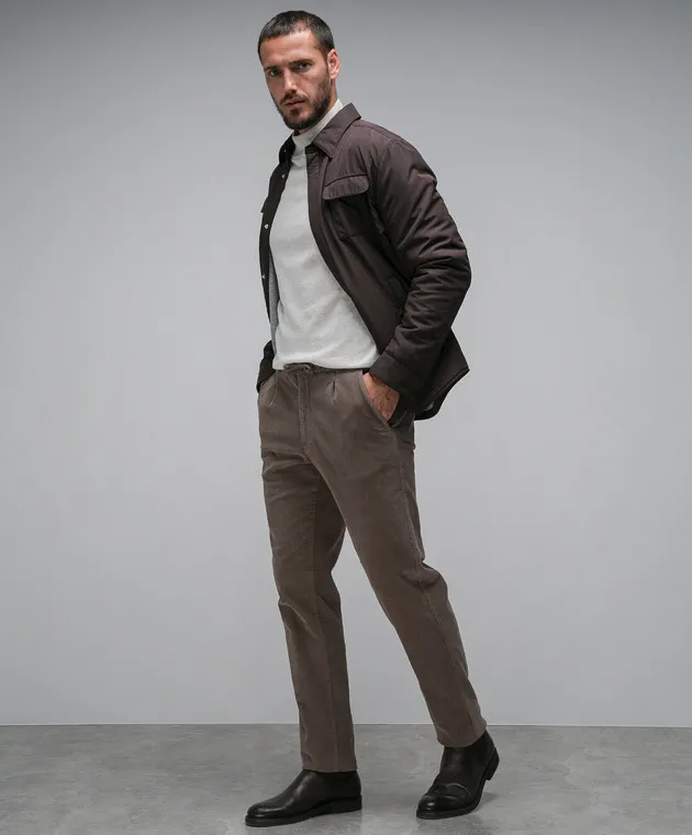 Enrico Mandelli Pantaloni in velluto color kaki GYM02B5218