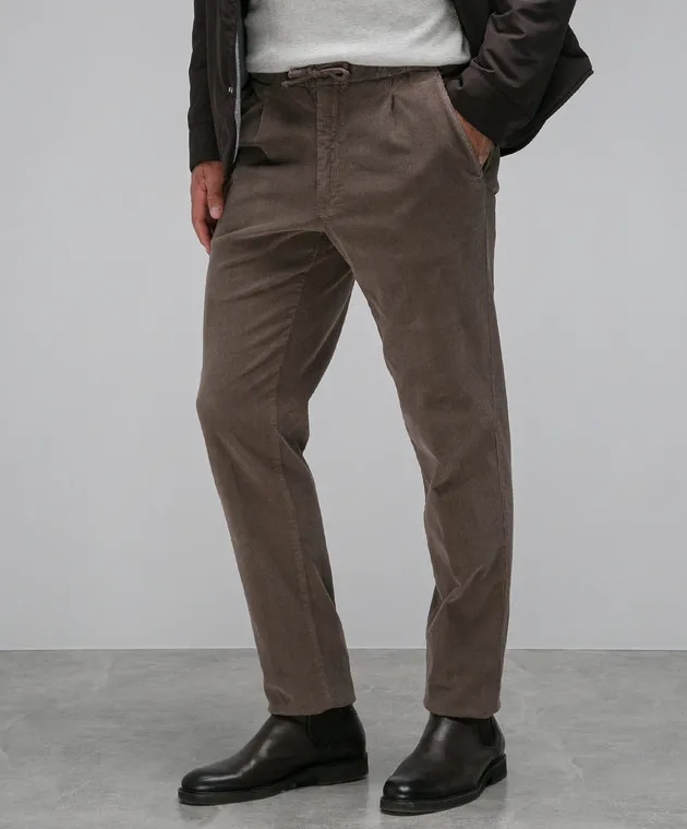 Enrico Mandelli Pantaloni in velluto color kaki GYM02B5218