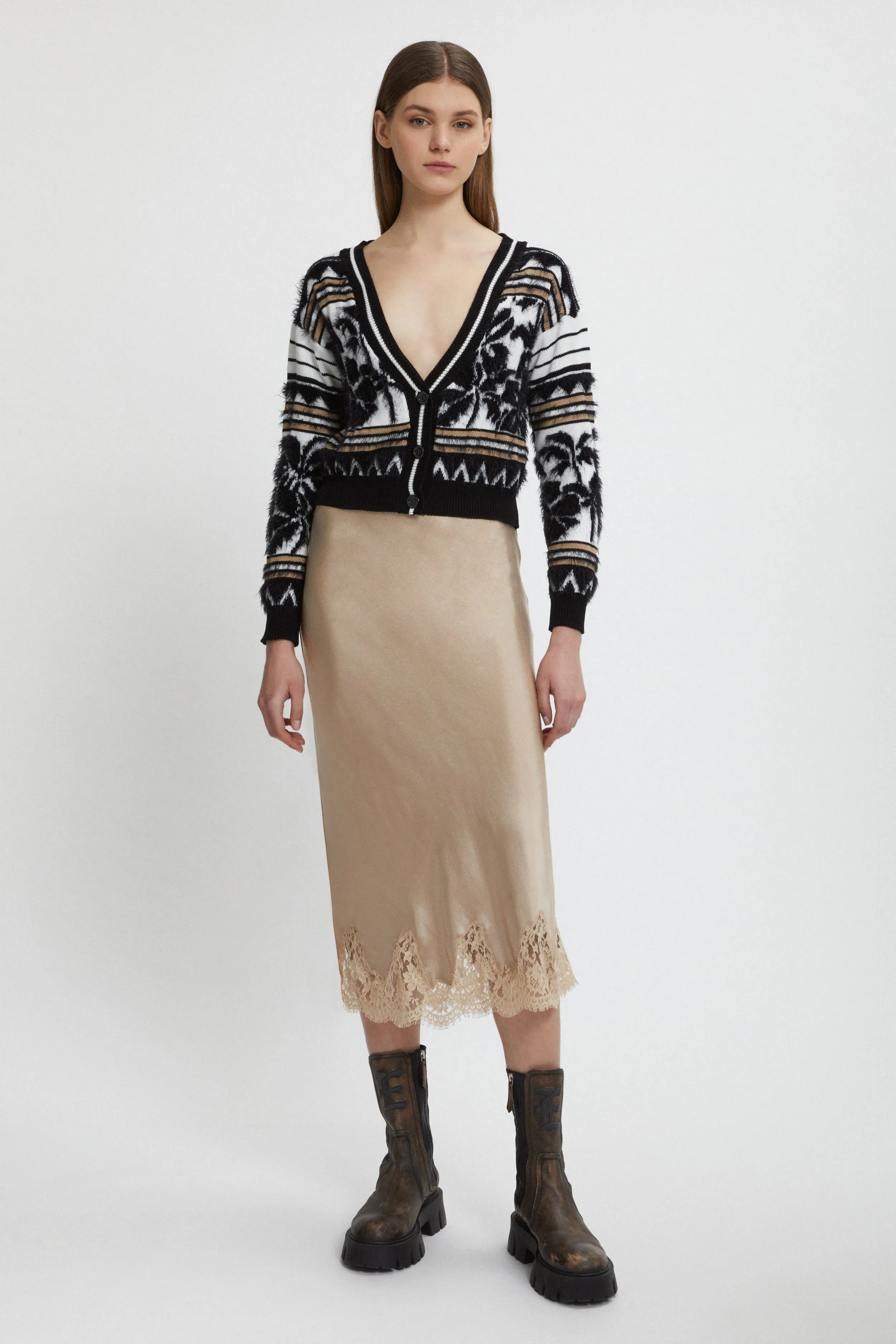 Ermanno Firenze CARDIGAN CORTO JACQUARD