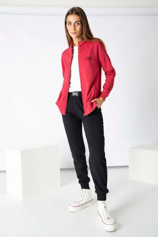 EVERLAST TUTA DONNA Deep Red / Black in felpa invernale stretch con dettagli Lurex