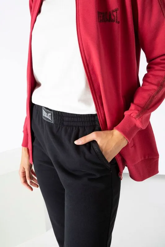 EVERLAST TUTA DONNA Deep Red / Black in felpa invernale stretch con dettagli Lurex