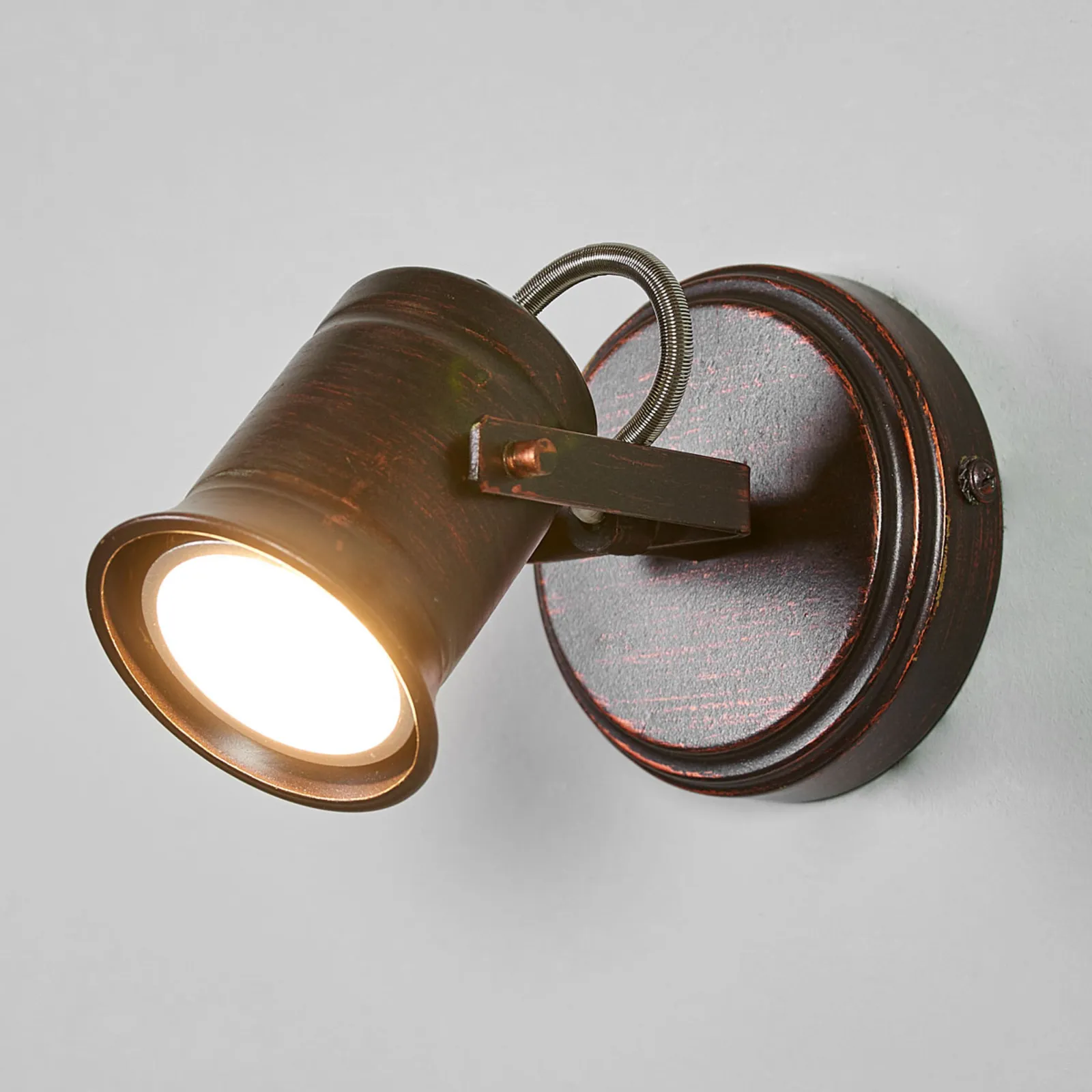Faretto da soffitto Lindby Cansu, a 1 luce, marrone, metallo, 10,5 cm