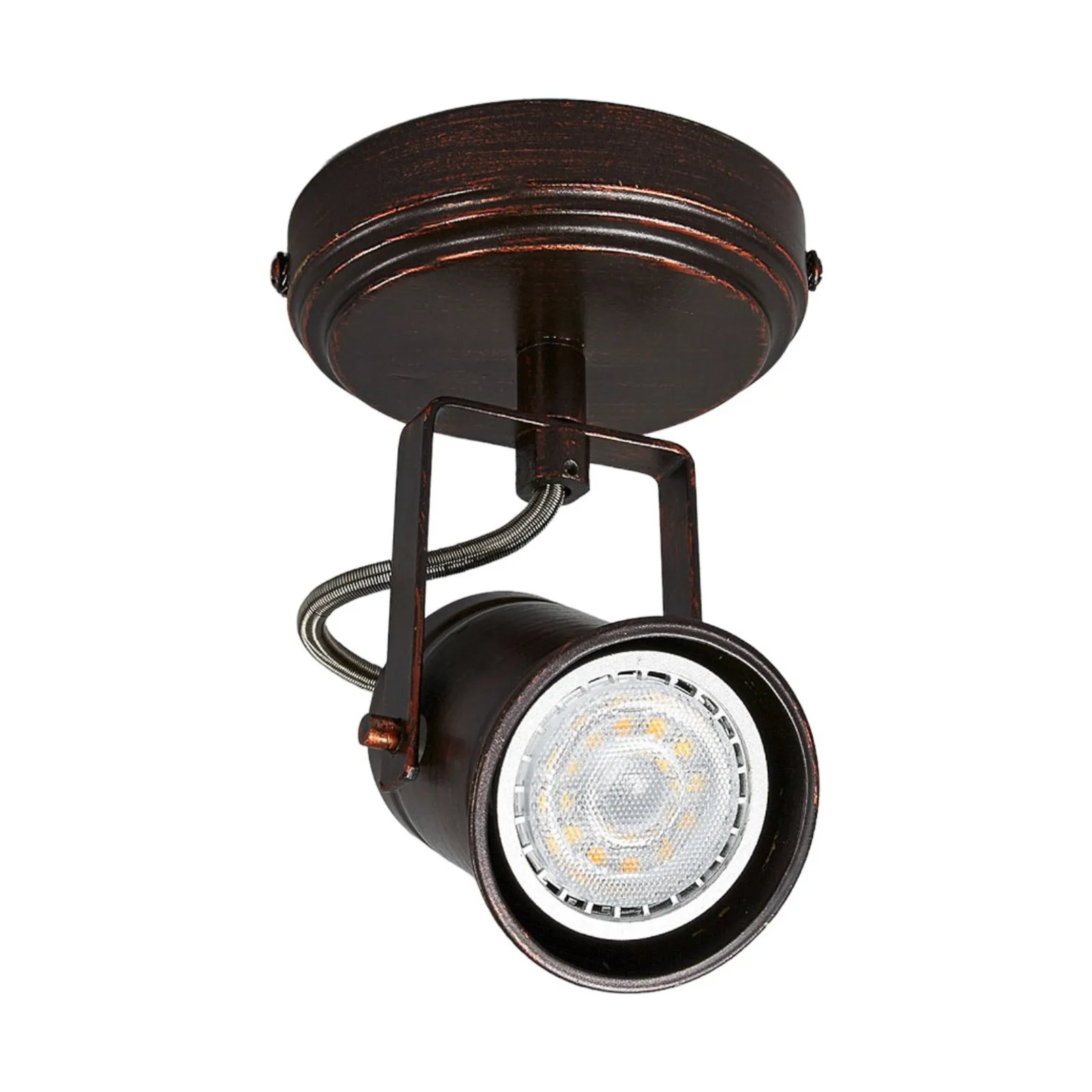 Faretto da soffitto Lindby Cansu, a 1 luce, marrone, metallo, 10,5 cm
