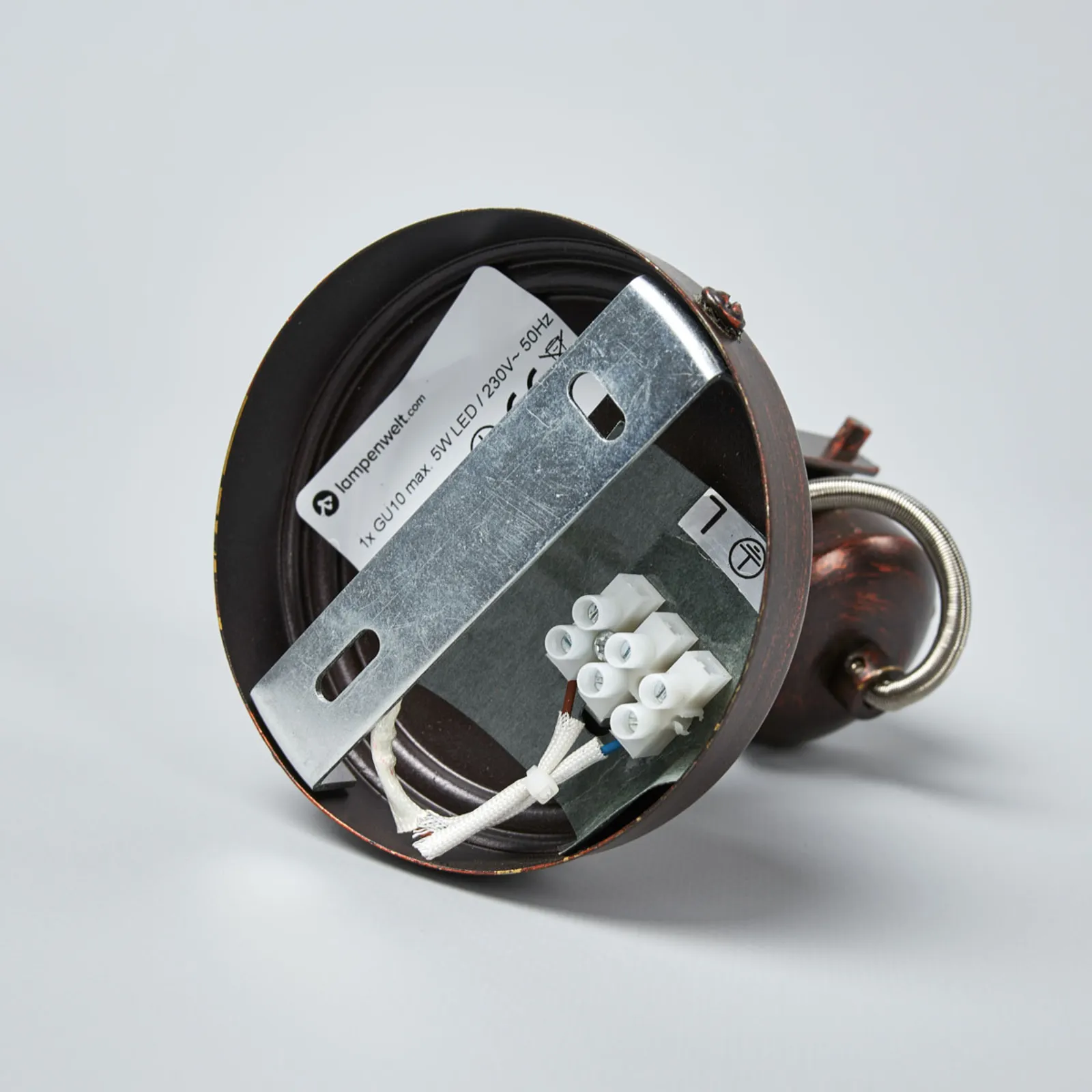 Faretto da soffitto Lindby Cansu, a 1 luce, marrone, metallo, 10,5 cm