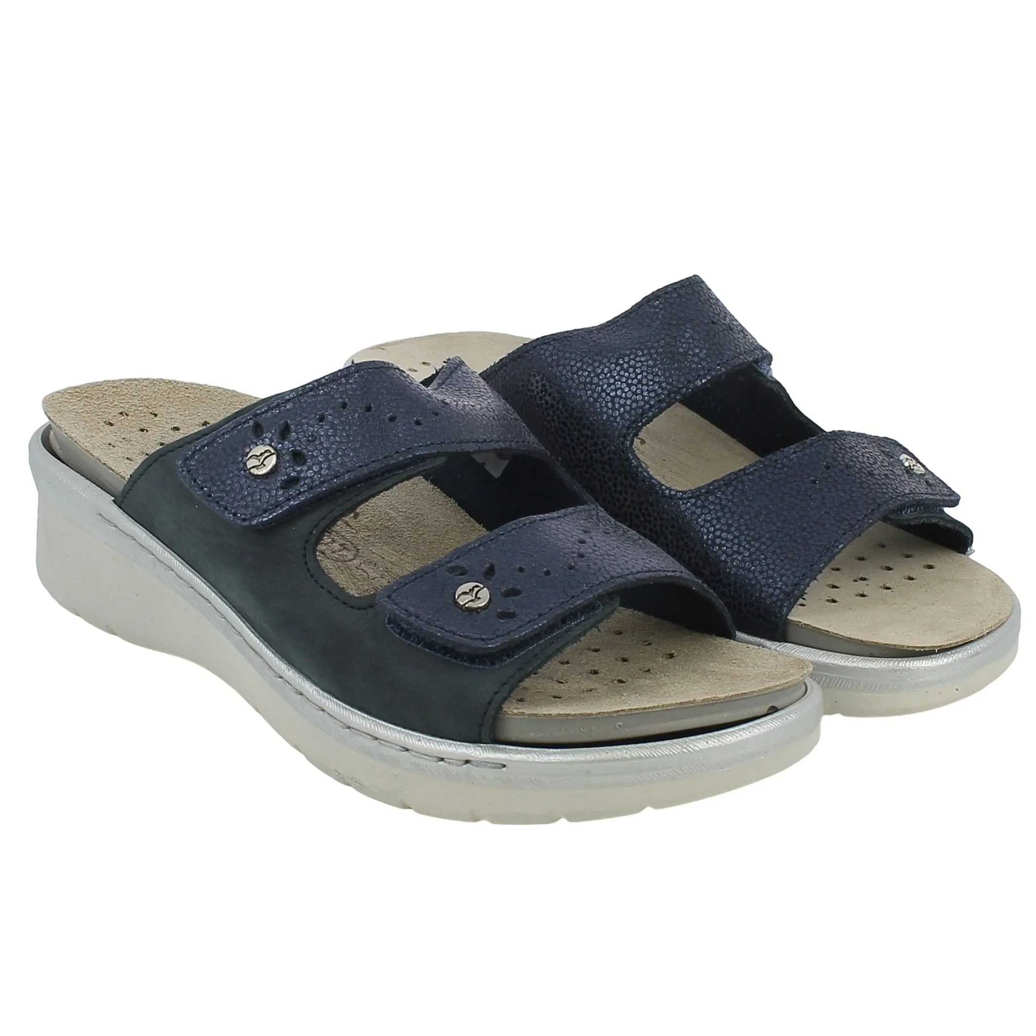 Fly Flot  Ciabatta blu con strappi e plantare estraibile 