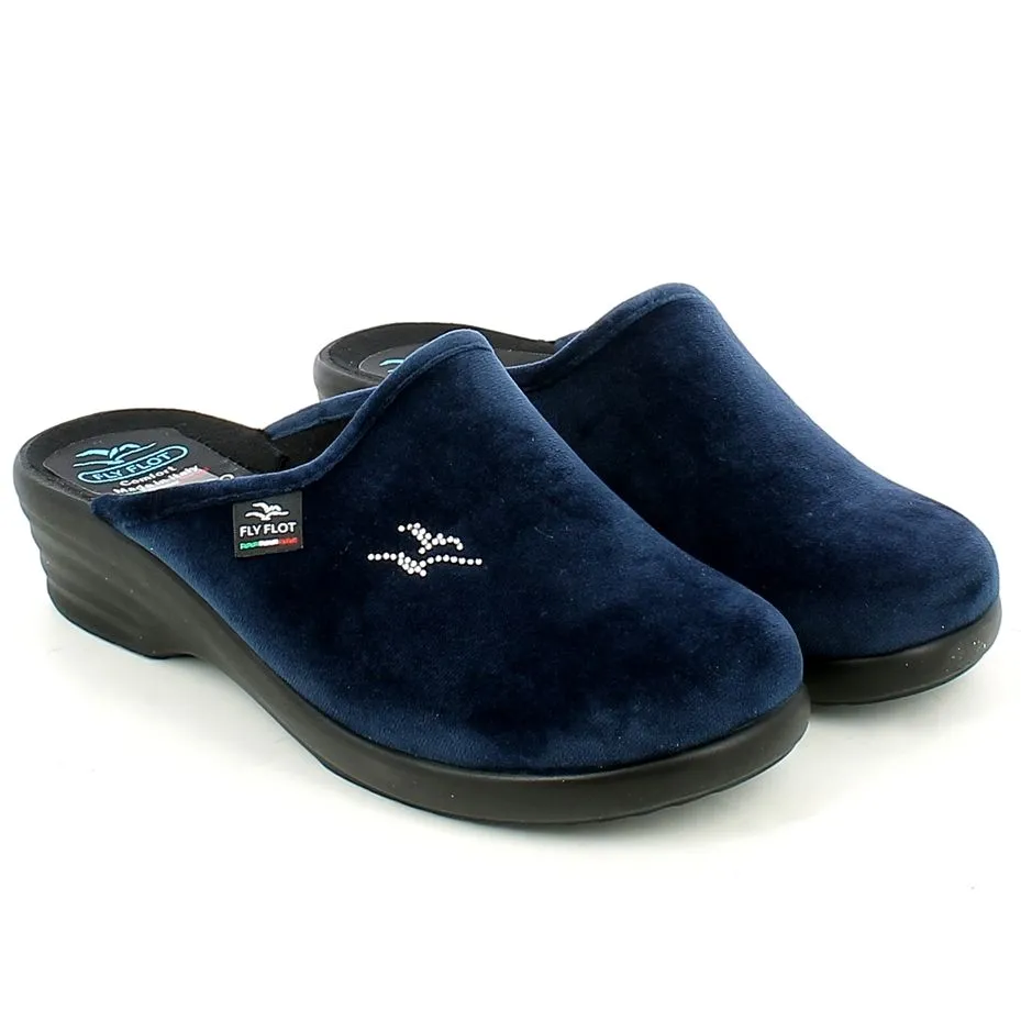 Fly Flot  Ciabatta Chiusa Blu con Strass 