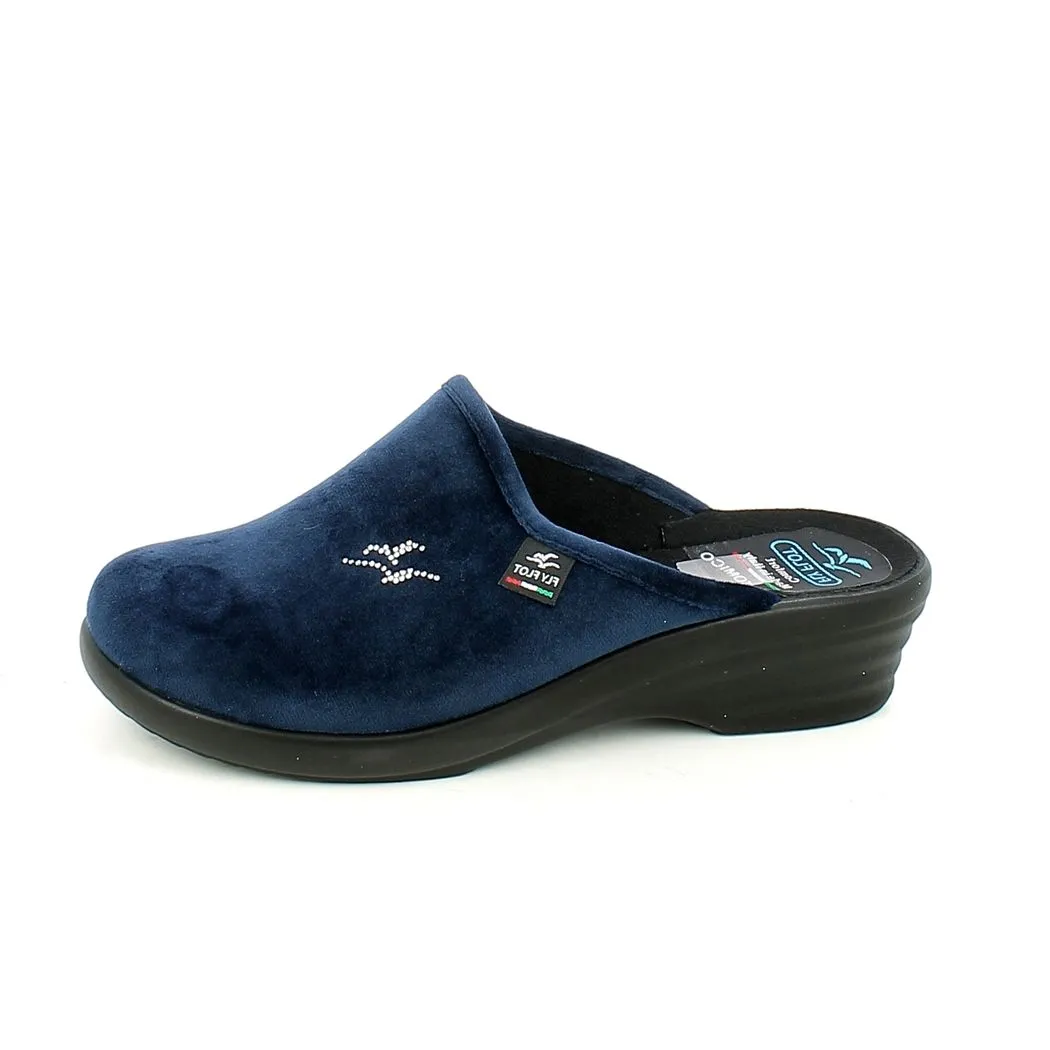 Fly Flot  Ciabatta Chiusa Blu con Strass 