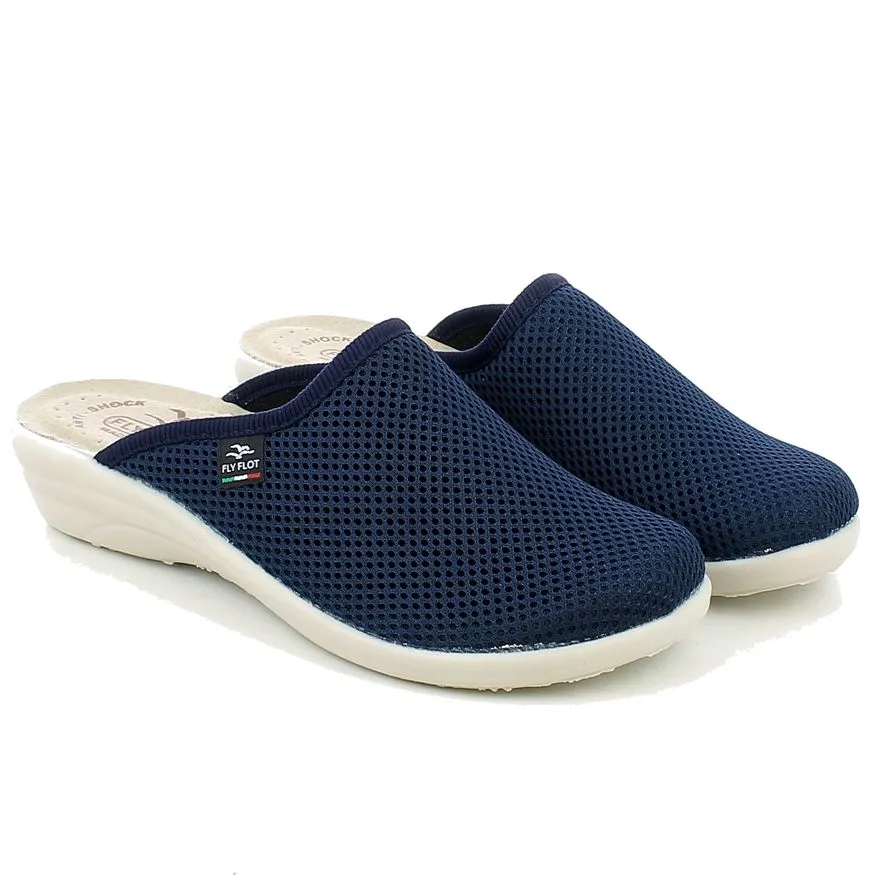 Fly Flot  Ciabatta chiusa in tessuto elastico blu 