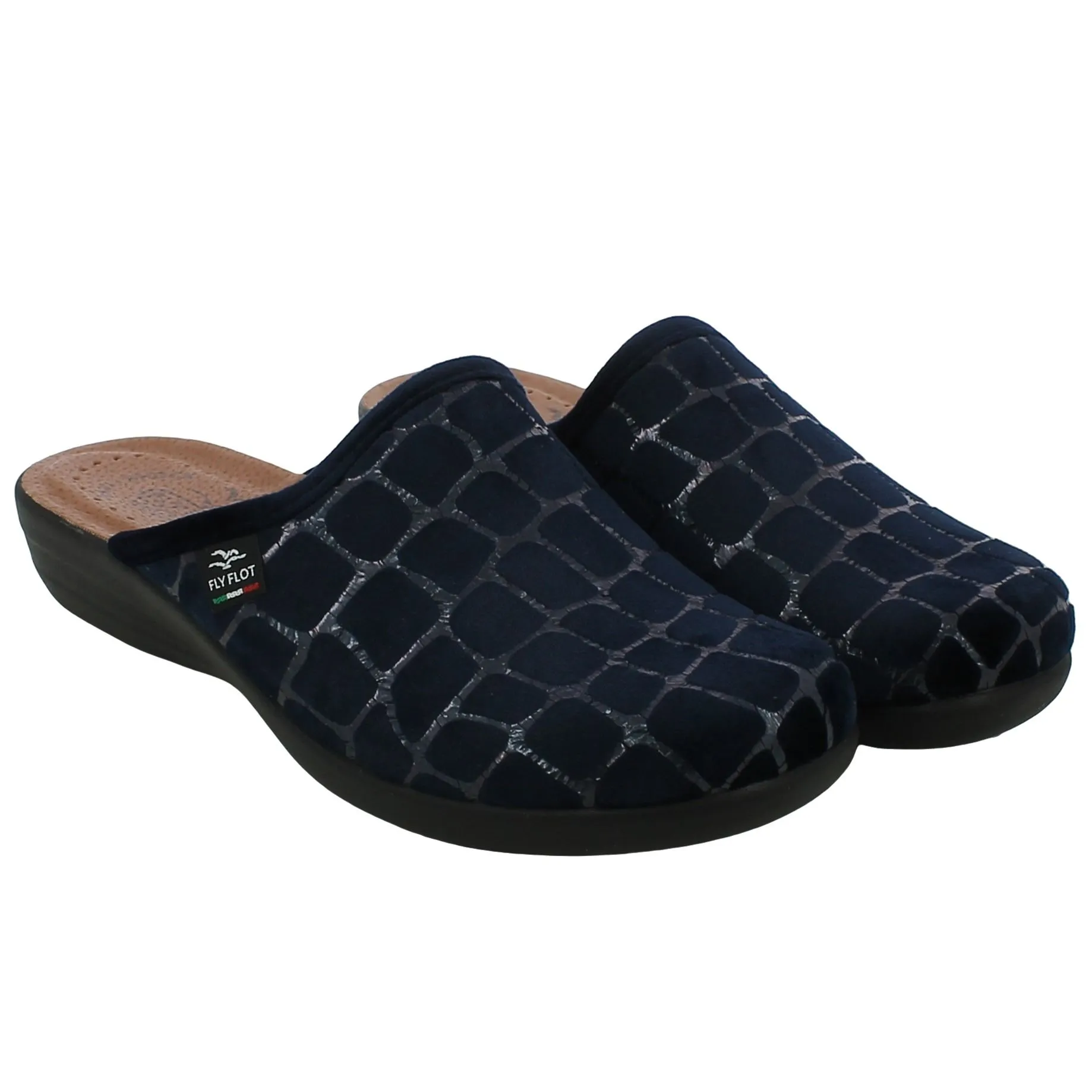 Fly Flot  Ciabatta Donna in Tessuto Blu a Mosaico 
