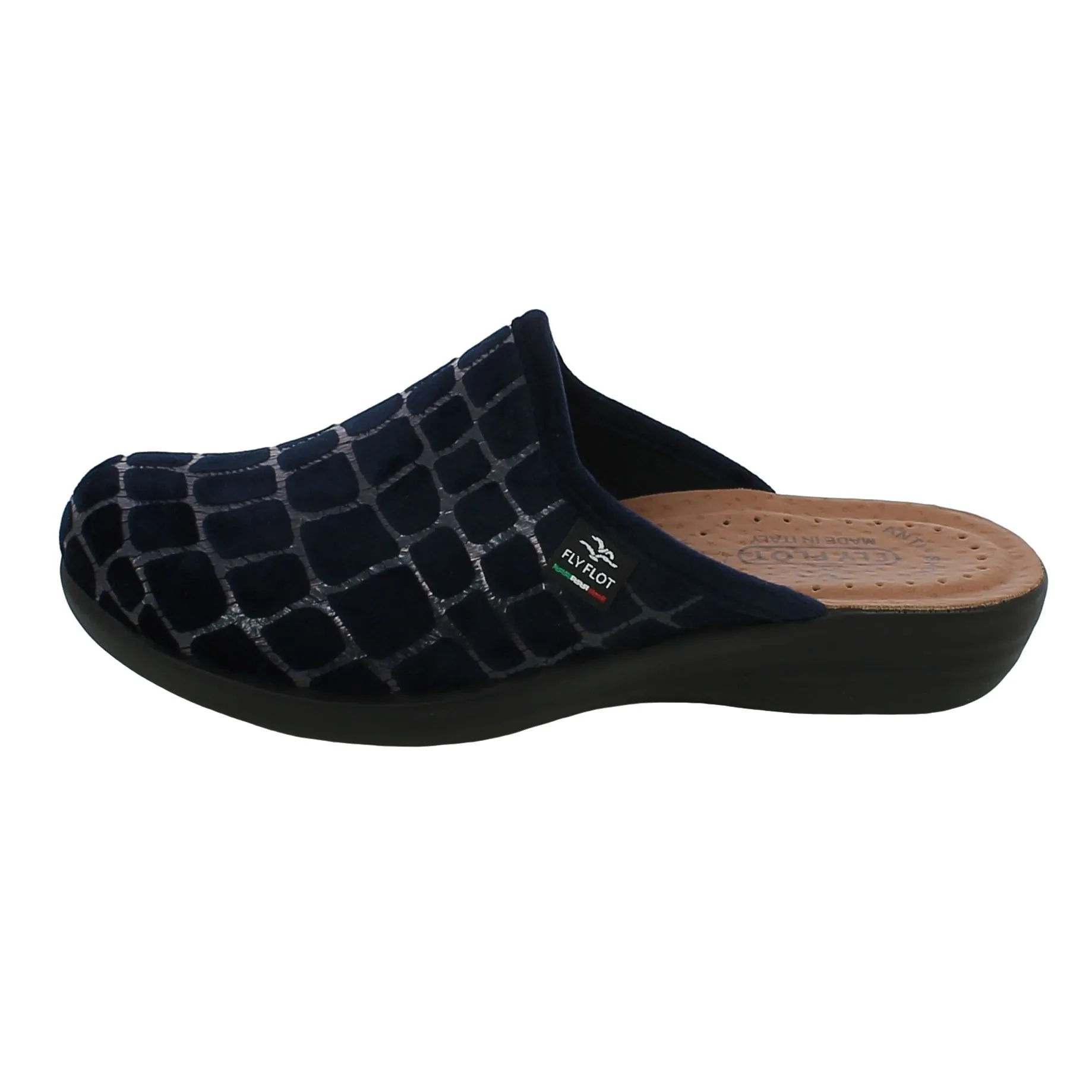 Fly Flot  Ciabatta Donna in Tessuto Blu a Mosaico 